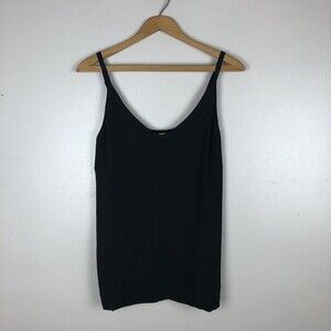 Chicos Tank Top Womens XS Black Crepe Classic Cami Basic Minimalist Capsule New